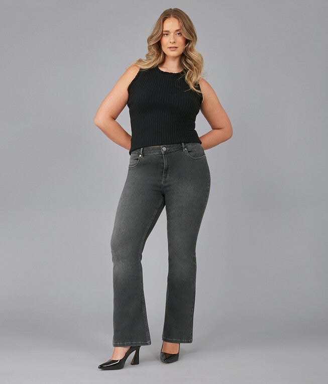 Women's ALICE-GMS High Rise Flare Jeans, Grey Moonstone / Charcoal Grey, hi-res image number 0