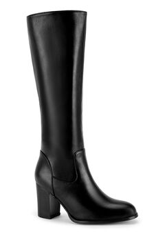 Knee High Boots Round Toe Chunky Block Heels Boot