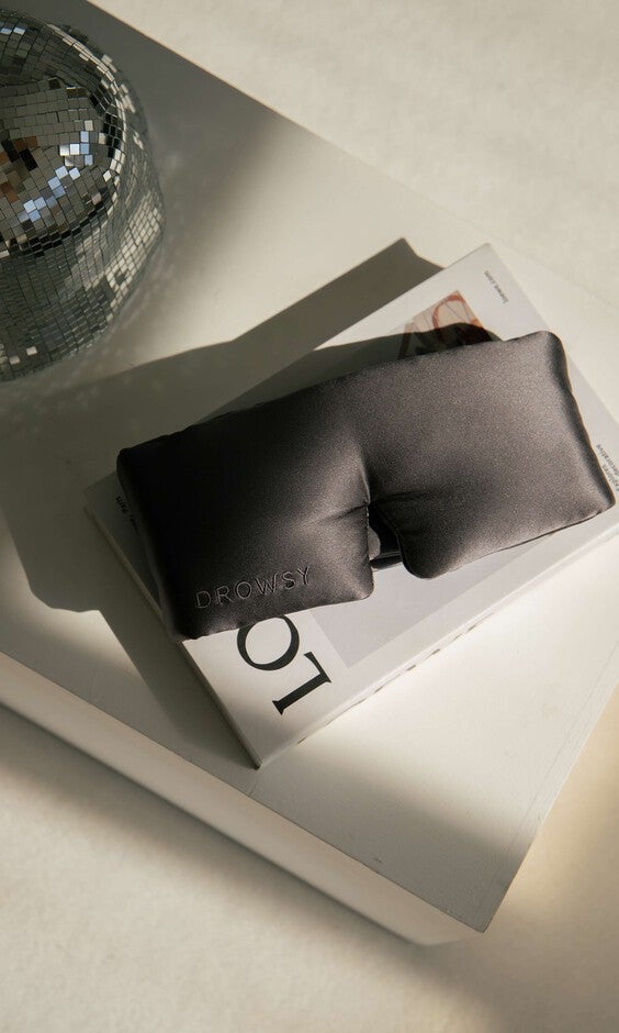 Eyelash Protecting Silk Sleep Mask, Moonlight Shadow / Charcoal Grey, alternate image number 3