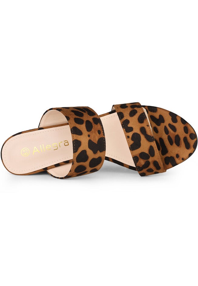 Opened Toe Block Heeled Slide Sandals, Leopard / Brown, alternate image number 3
