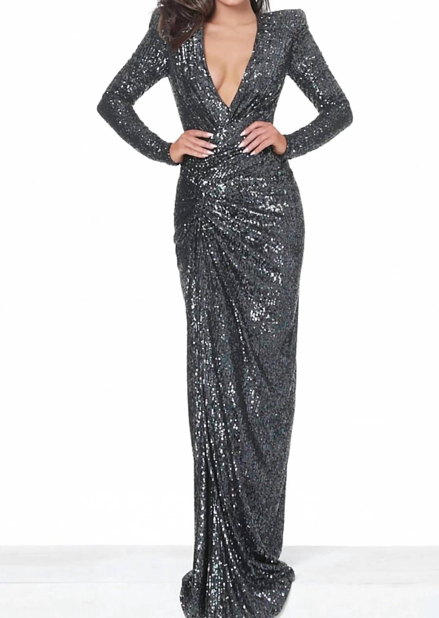 57241 Plunging V-Neck Ombre Evening Gown
