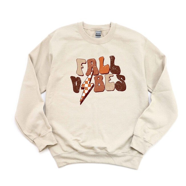 Retro Fall Vibes Wavy Graphic Sweatshirt, Cream / Cream, hi-res image number 0