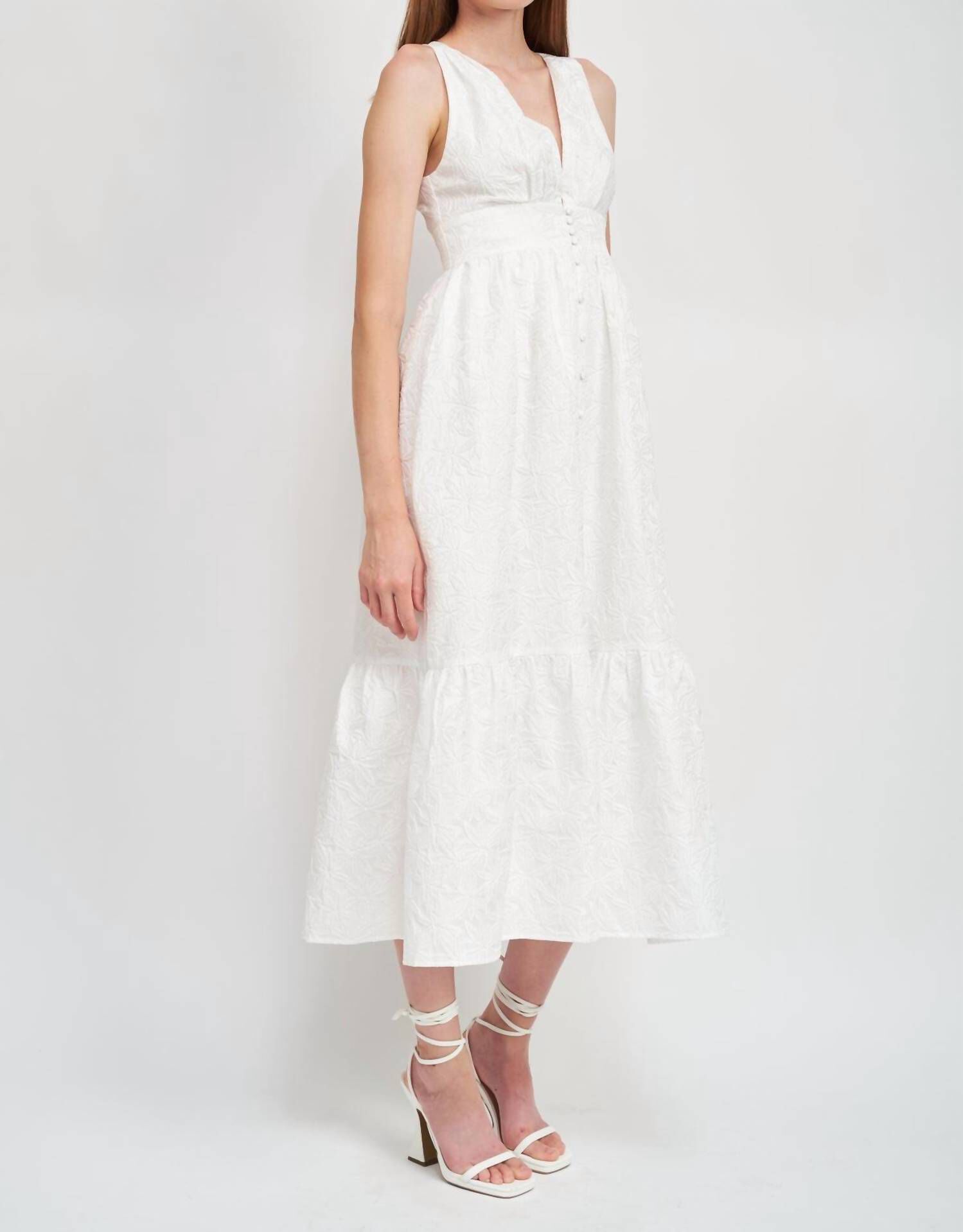 CORSICA JAQUARD MAXI DRESS IN WHITE, White / White, alternate image number 1
