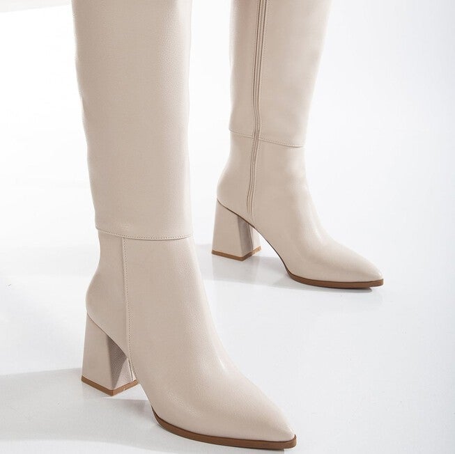 VALERIE - BEIGE KNEE HIGH BOOTS, BEIGE / Beige, alternate image number null