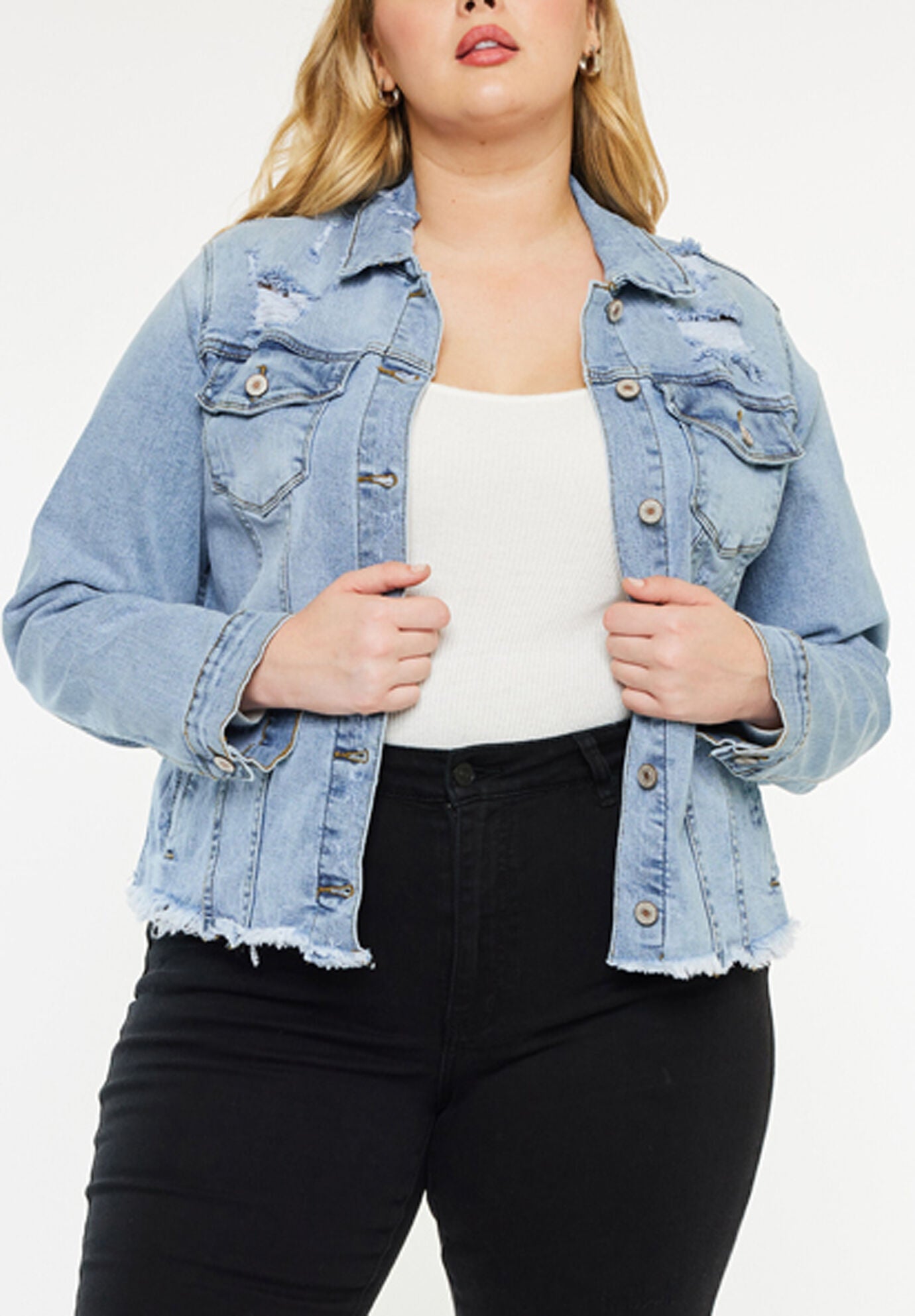 Loren Denim Jacket (Plus Size), Medium Wash / Medium Wash, hi-res image number 0