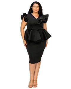 ONYX NEOPRENE PEPLUM DRESS