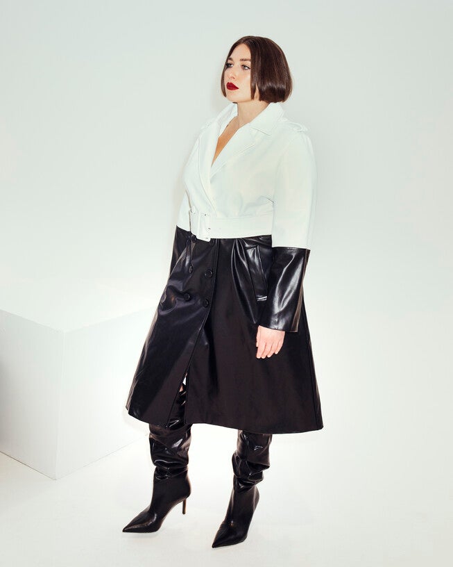 The Margo Two Tone Trench Coat, Black / Black, alternate image number 2