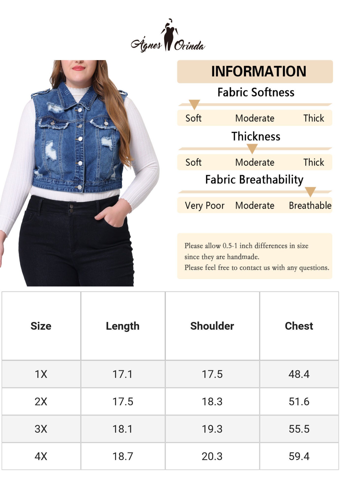 SLEEVELESS BUTTON JEAN CROP DENIM VEST, Blue / Chambray Denim Medium, alternate image number 3