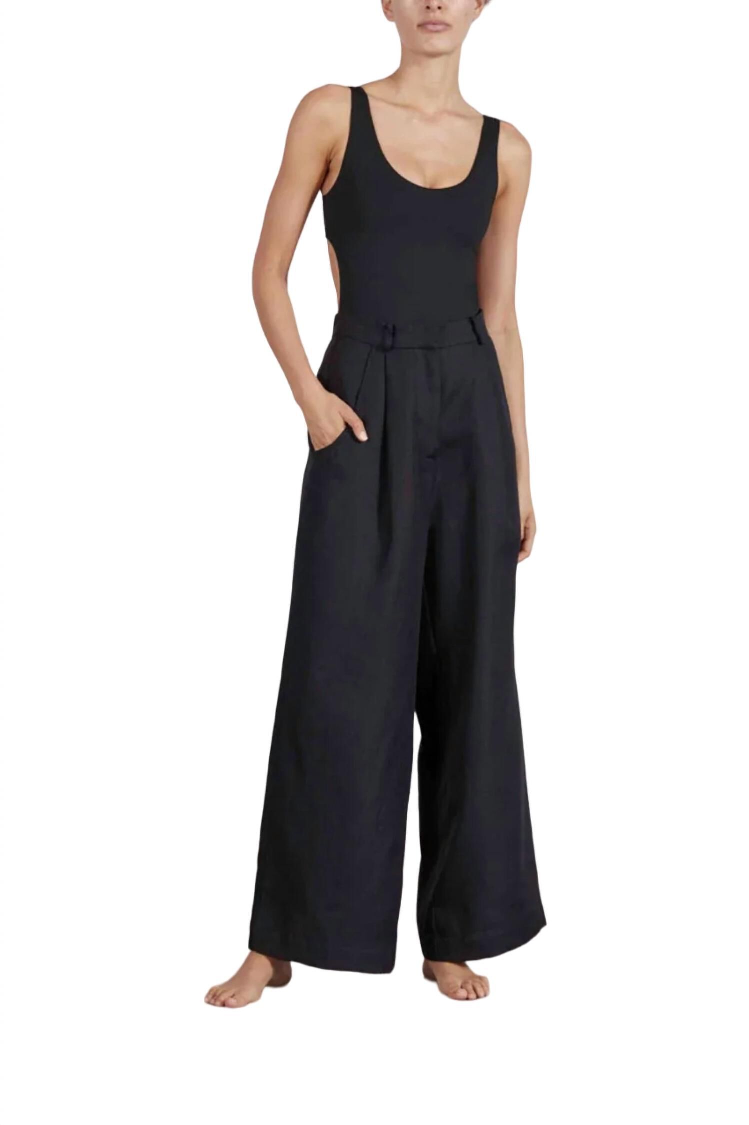 Komodo Organic Linen Trouser, Black / Black, hi-res image number 0