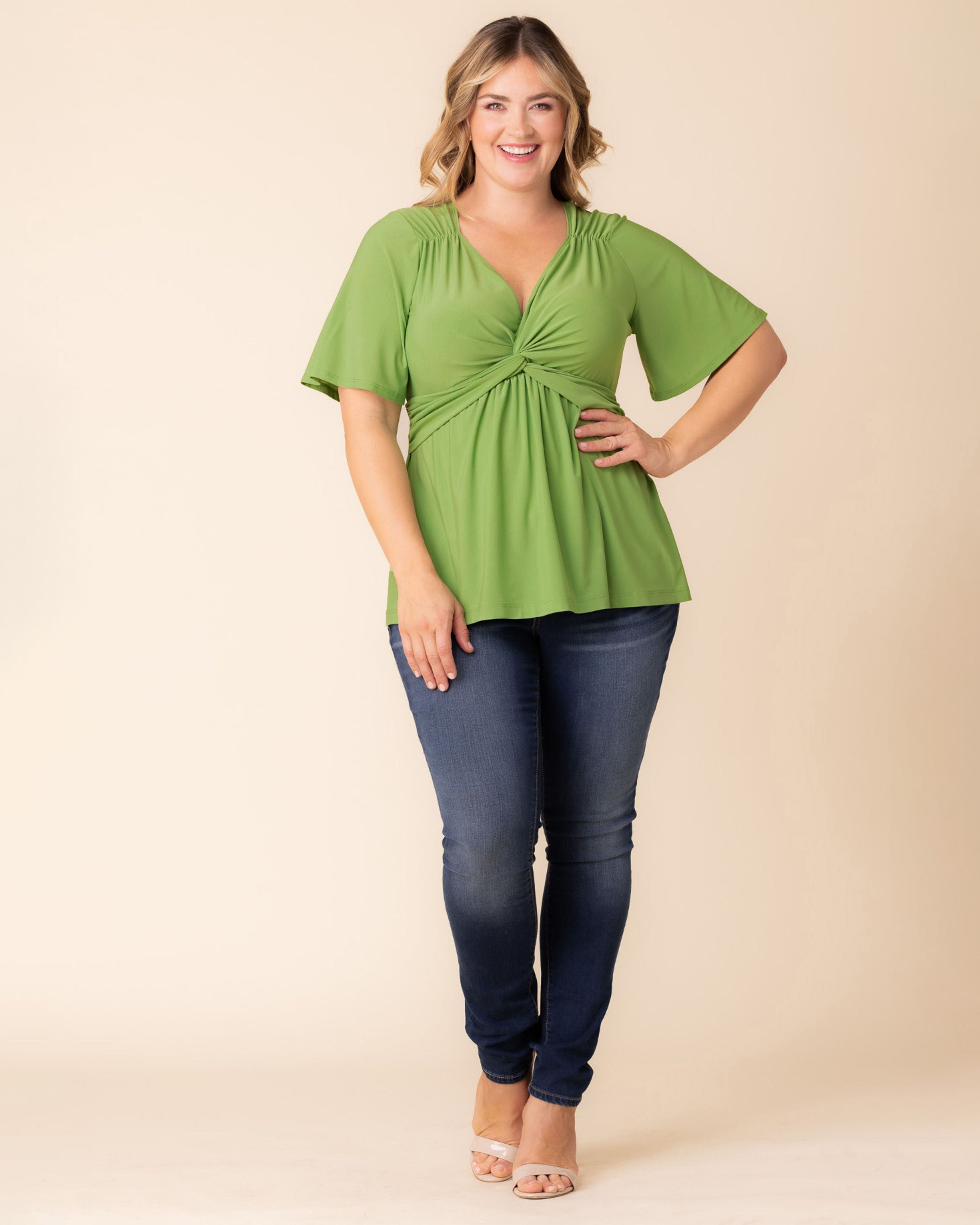 Abby Twist Front Top, GREEN APPLE / Light Green, alternate image number 4