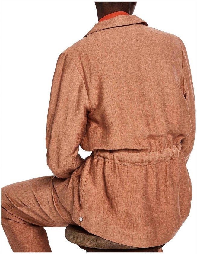 DRAPEY TEXTURED BLAZER IN TOFFEE MELANGE, Toffee Melange / Brown, alternate image number null