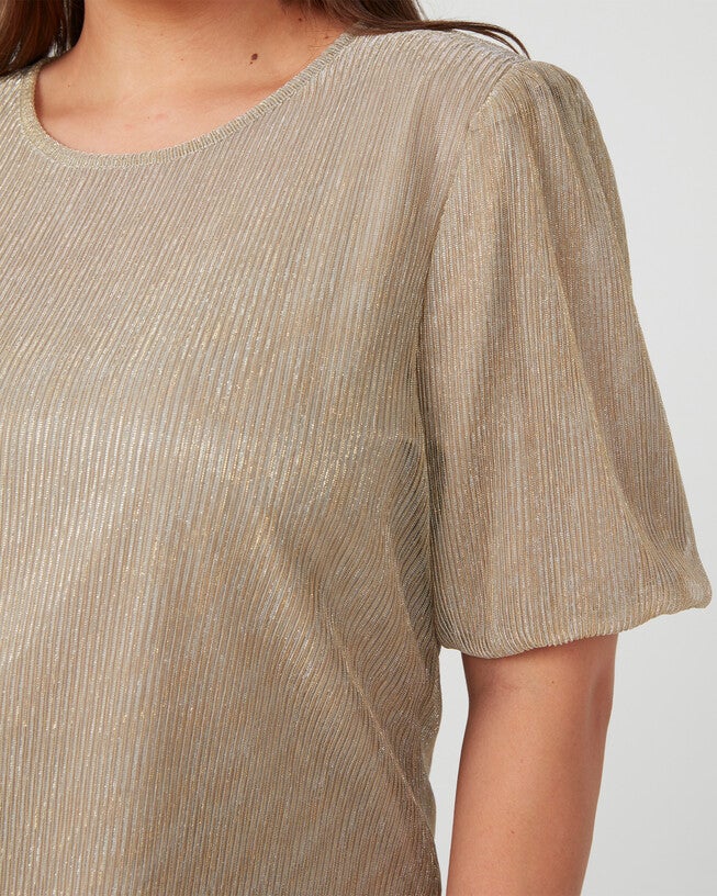 Maxime Pleated Gold Shimmer Top, Gold / Gold, alternate image number 3