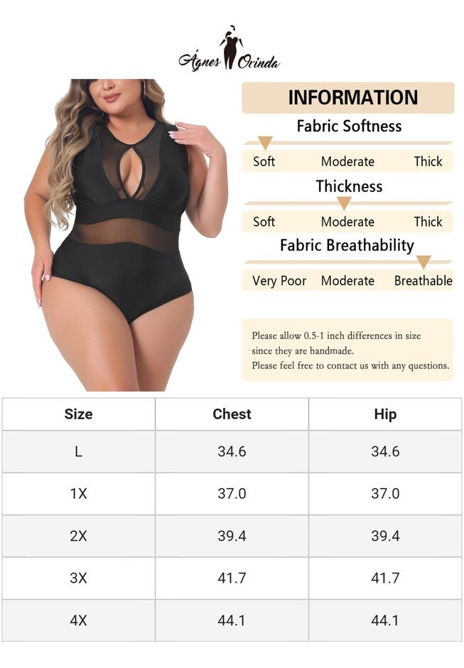 Summer Swimsuit Mesh Open Back Tie Plunge Swimwear, Black / Black, alternate image number 4