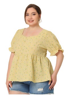 Sweetheart Neck Floral Peplum Top