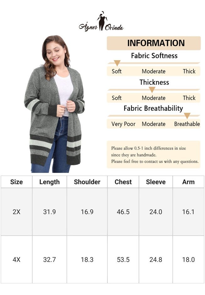 CONTRAST COLOR STRIPED OPEN FRONT KNIT SWEATER CARDIGAN, Black / Black, alternate image number 4