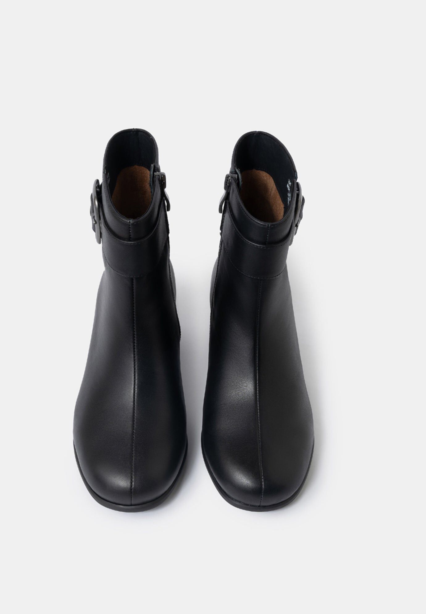 Zoe Mid Heel Buckle Booties, Black / Black, alternate image number 3