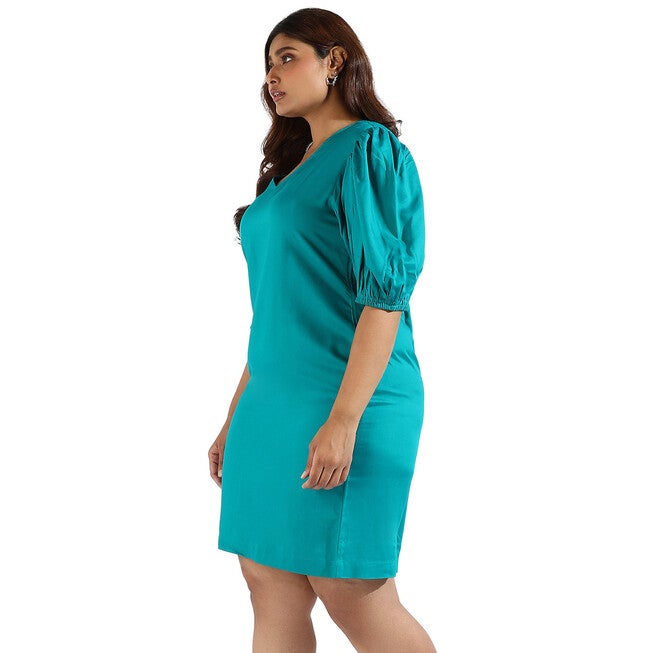 Solid Teal A-Line Dress, , alternate image number 6