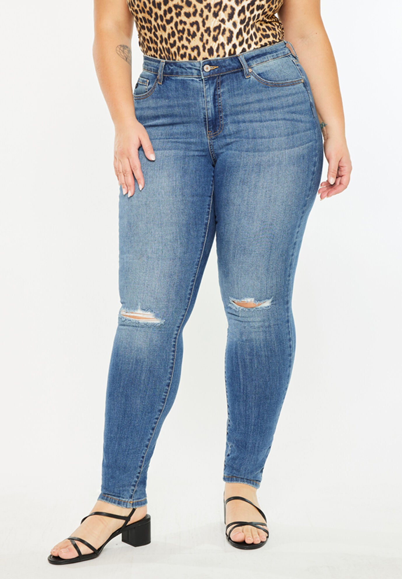 Sharon Mid Rise Super Skinny (Plus Size), Medium Wash / Medium Wash, alternate image number 1