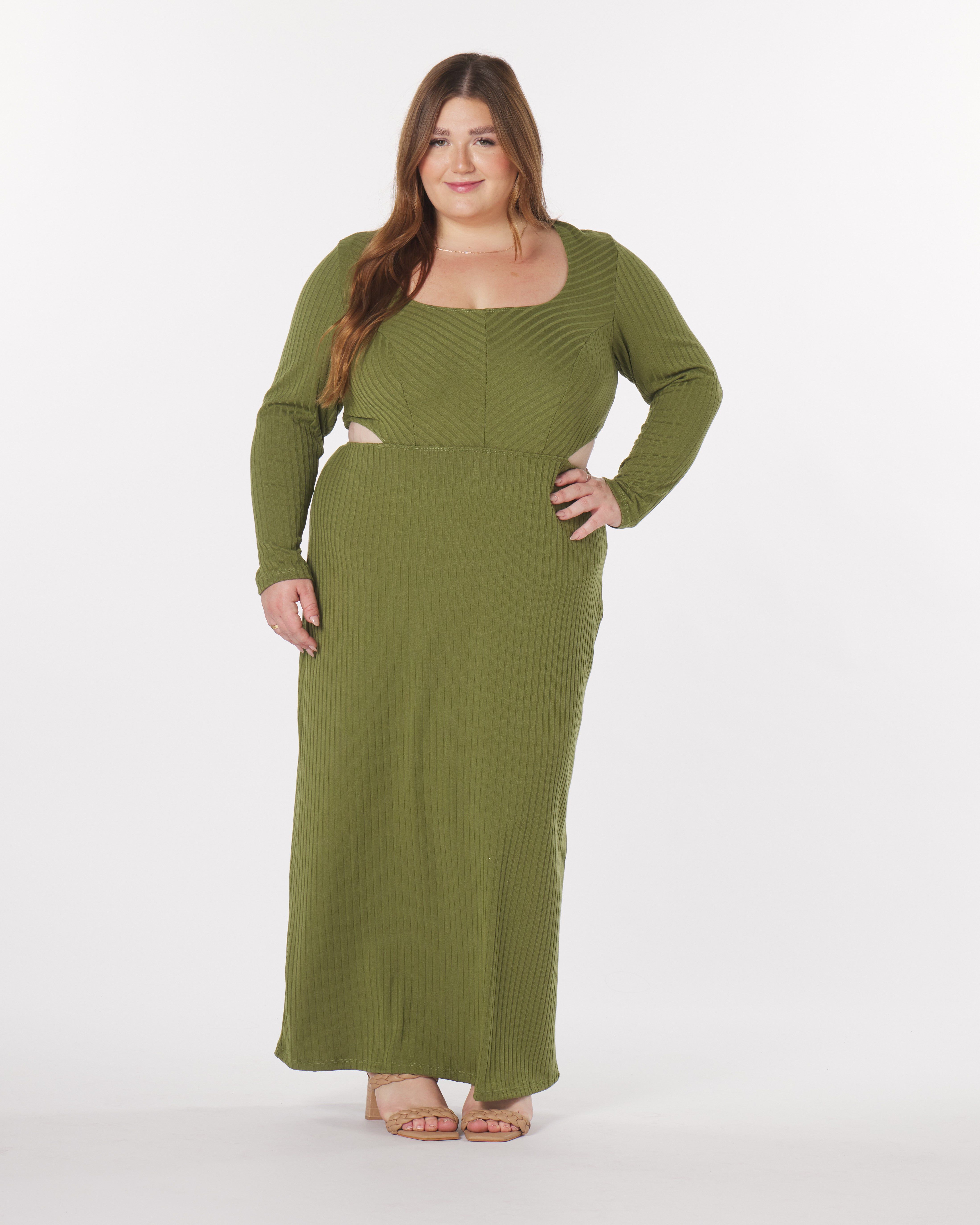 Madeline Cut-Out Maxi Dress, Olive / Olive Green, hi-res image number 0