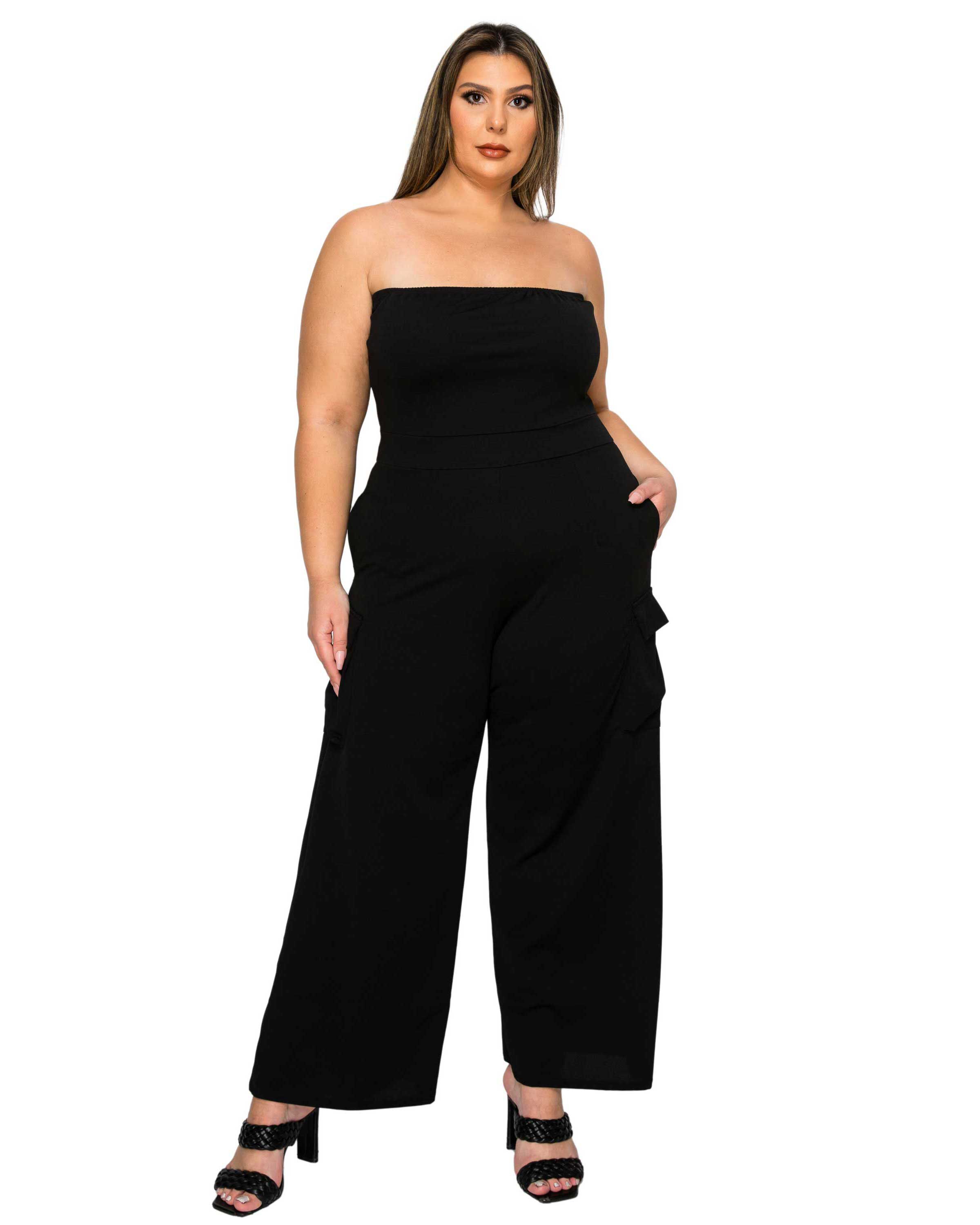 Yumi Sleeveless Cargo Jumpsuit, Black / Black, hi-res image number 0