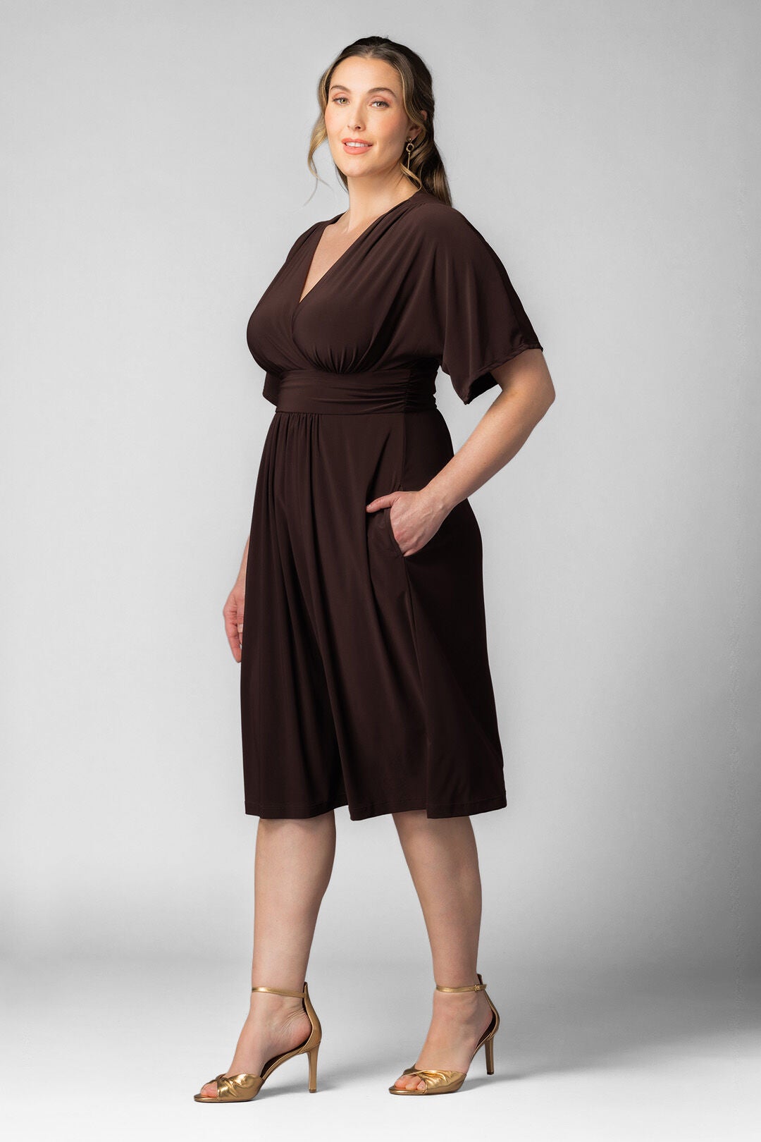 Gia Midi Dress, Chocolate / Brown, alternate image number 3