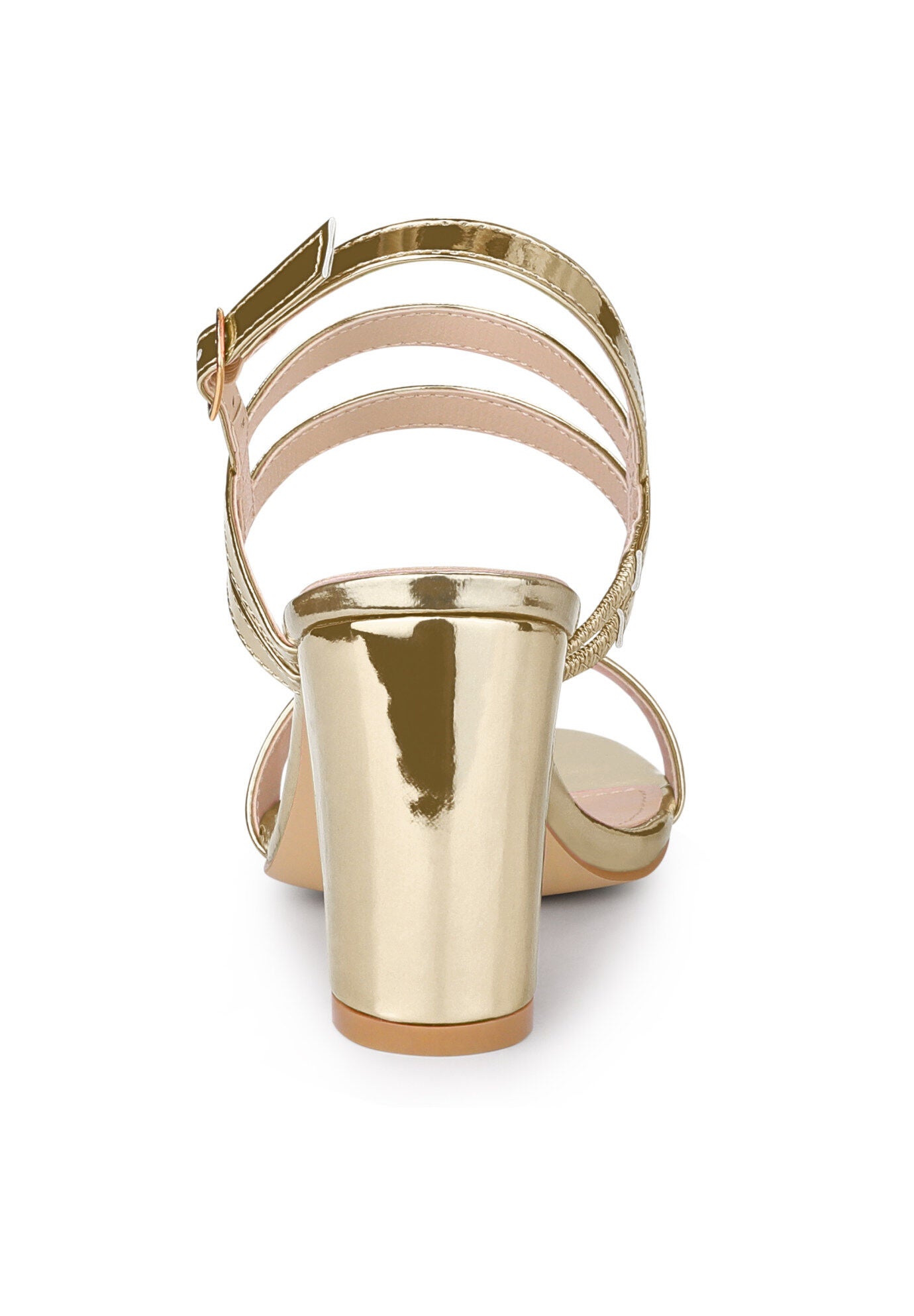 Slingback Block Heel Ankle Strap Sandal, Gold / Gold, alternate image number 2