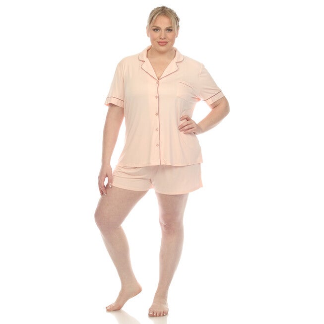 Short Sleeve Bamboo Pajama Set, Pink / Pink, hi-res image number null