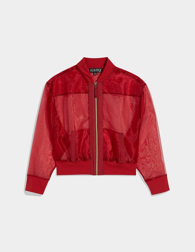 Sheer Bomber Jacket Port, Port / Red, hi-res image number null