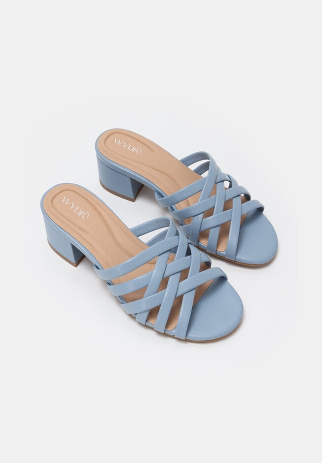Gigi Block Heel Woven Sandals, Denim Blue / Dark Wash, alternate image number null