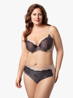 Printed Microfiber Panty, Nude with Black Lace / Tan, alternate image number 2