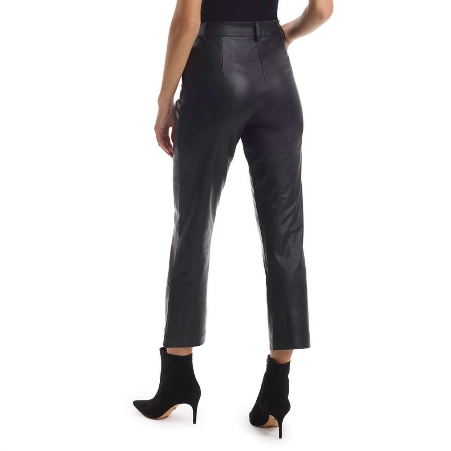 Faux Leather Cropped Trousers In Black, , alternate image number 2