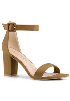 Open Toe Ankle Buckle Strap Block High Heel Sandals