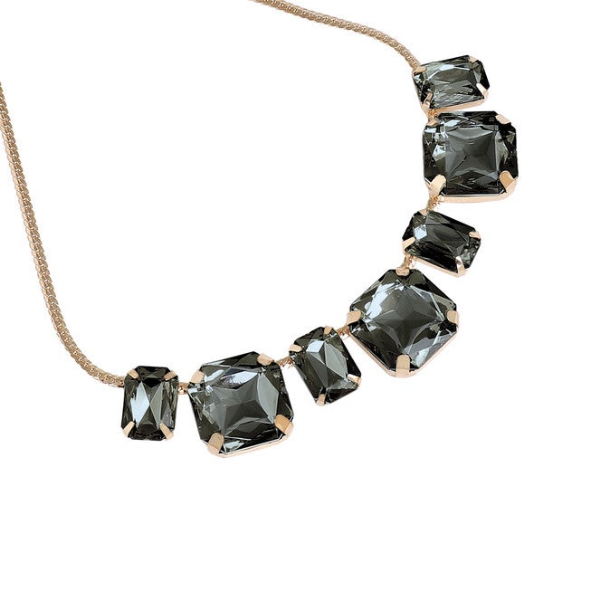 SOHI Women's Crystal Collar Necklace, Black / Black, alternate image number null