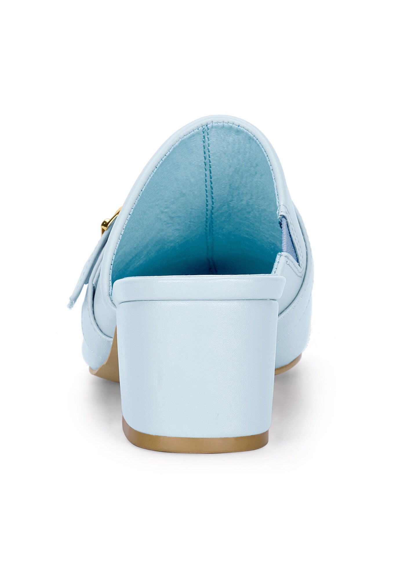 Pointed Toe Slip On Block Heel Sandals Mules, Sky Blue / Light Blue, alternate image number 2