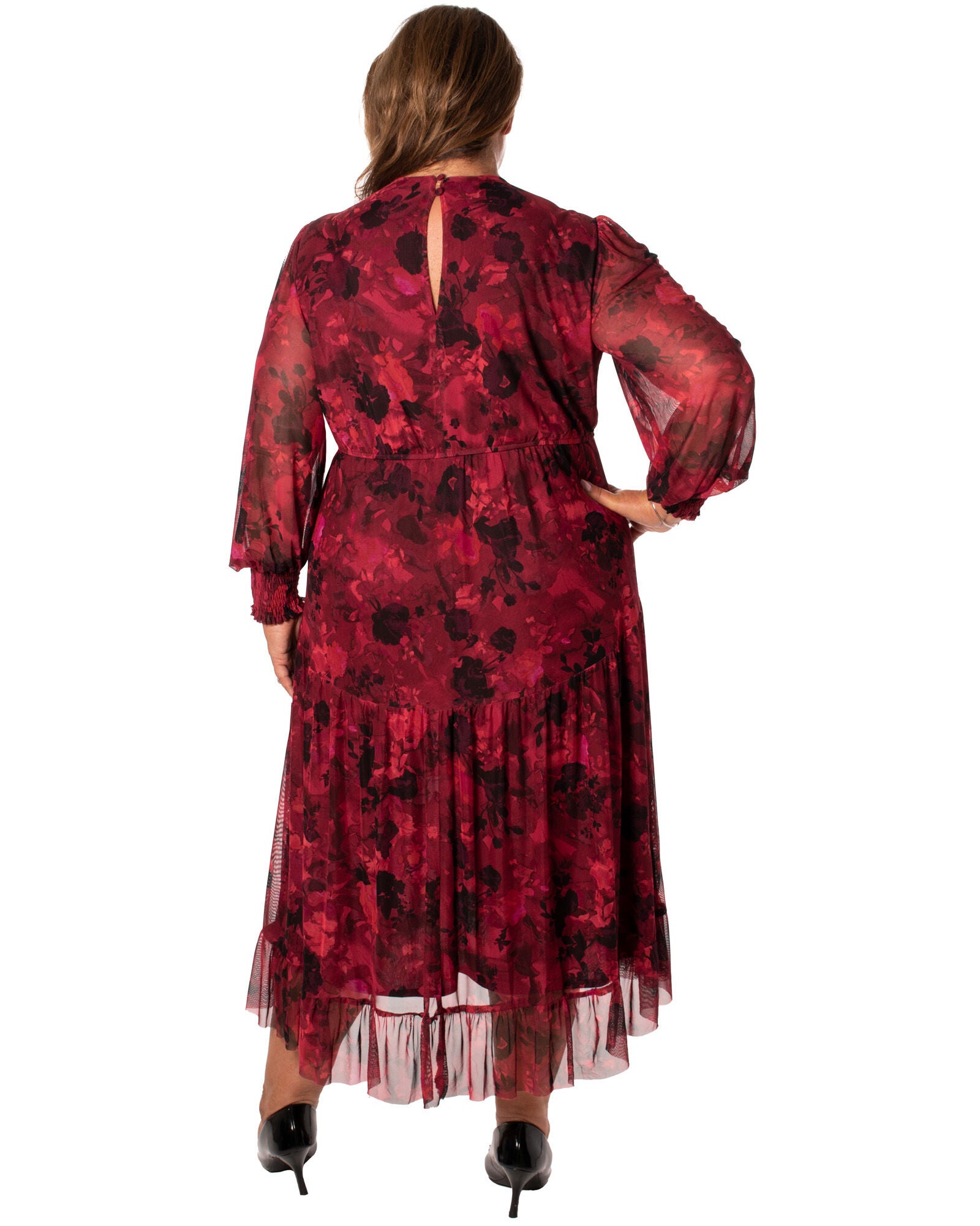 PRINTED VICTORIA MESH FULLY LINED DRESS  WITH SMOCKING, , alternate image number 7