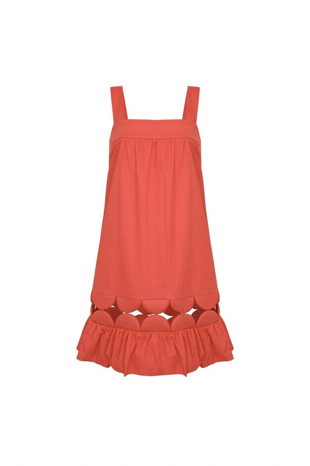 BUBBLE SHORT DRESS IN TANGERINE, Tangerine / Orange, alternate image number null