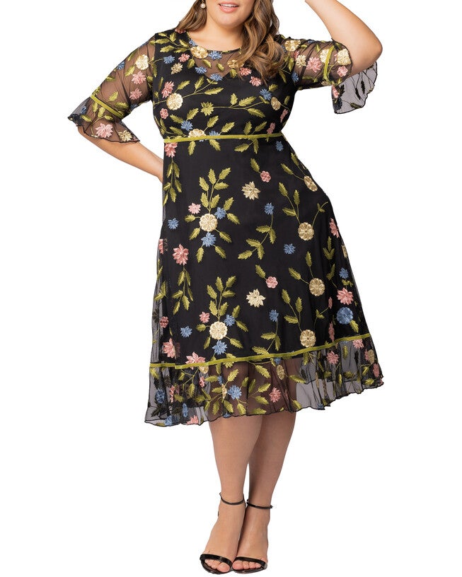 Wildflower Embroidered Dress, BLACK BLOSSOM PRINT / Black, hi-res image number 0