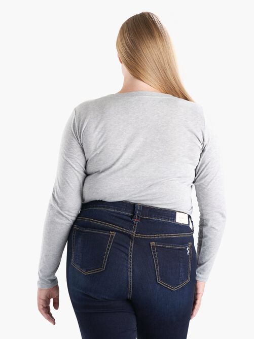 V Neck Long Sleeve T-shirt, HEATHER GREY / Light Grey, alternate image number 2