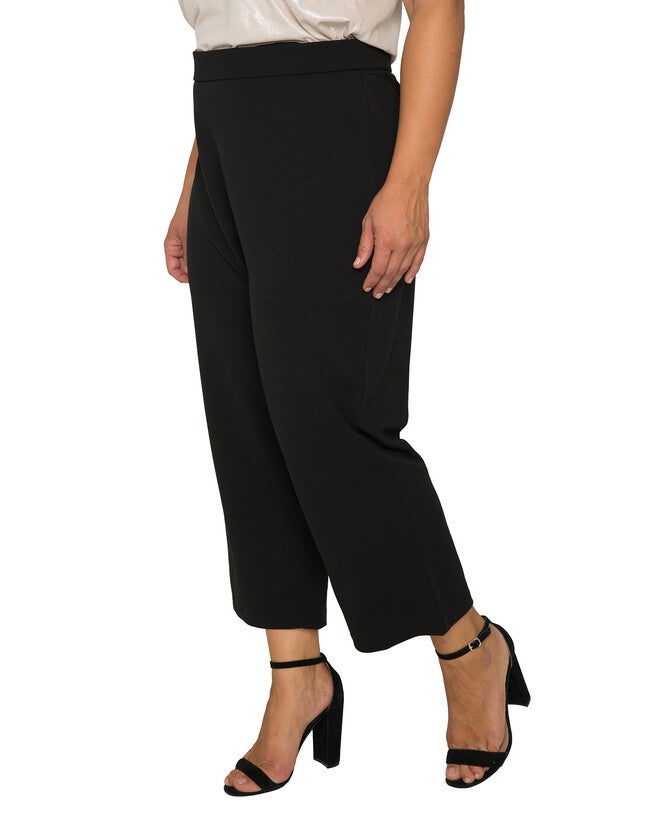 Plus Size Mona High Waist Stretch Crepe 23 inches Crop Pants, Black / Black, alternate image number 1