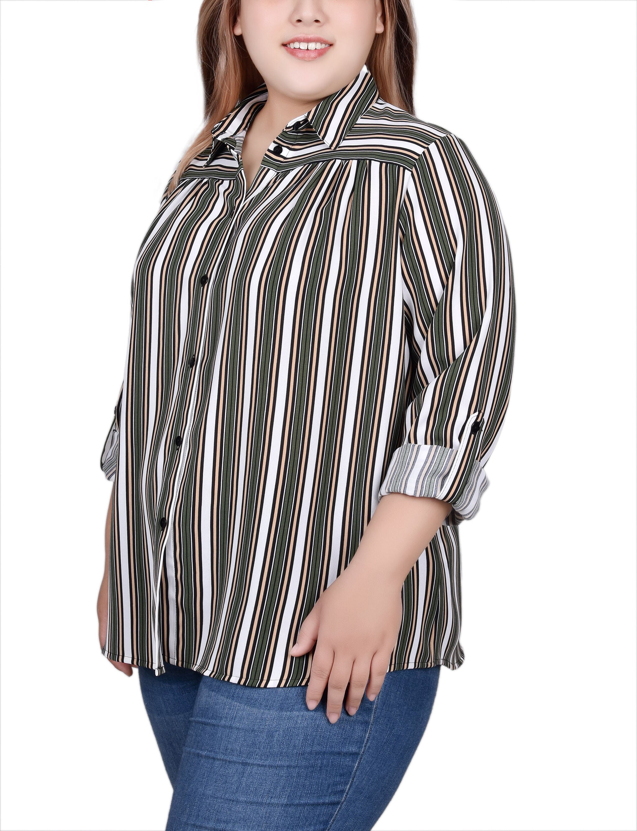 Long Roll Tab Sleeve Blouse, , alternate image number 5