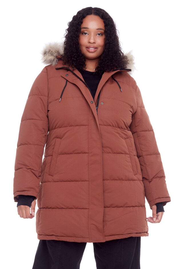 Women's Plus Size - AULAVIK | Vegan Down Recycled Mid-Length Hooded Parka Coat, , alternate image number null