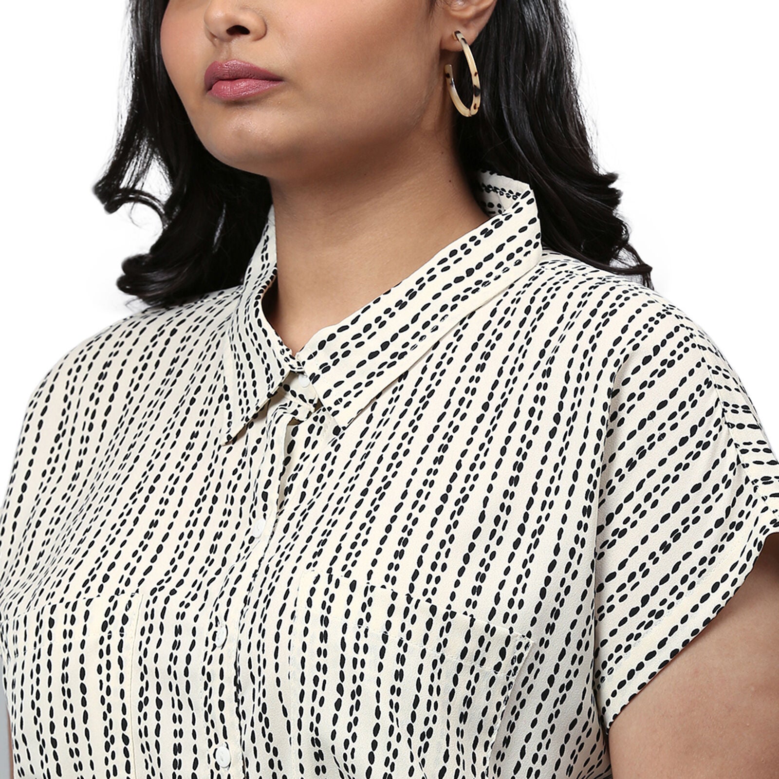 Striped Printed Front Button Dress, , alternate image number 9