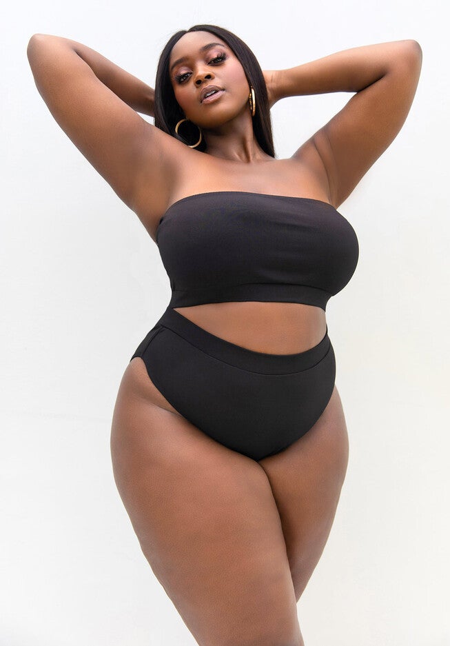 Essential High Waist Bikini Bottom, Black / Black, alternate image number 4