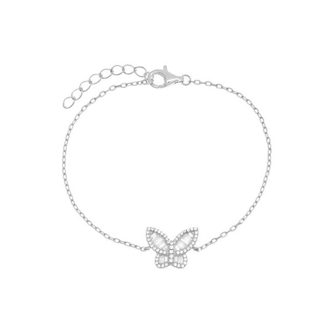 Pavé X Baguette Butterfly Bracelet Silver One Size, Silver / Silver, hi-res image number 0