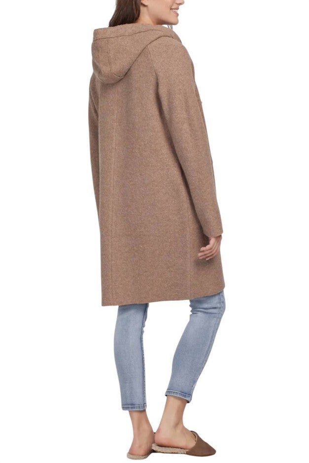LONG WOOL HOODED COAT, Brown / Brown, alternate image number null