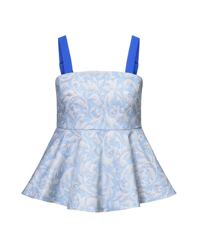 Twill Printed Peplum Top, Blue / Light Blue, alternate image number 1