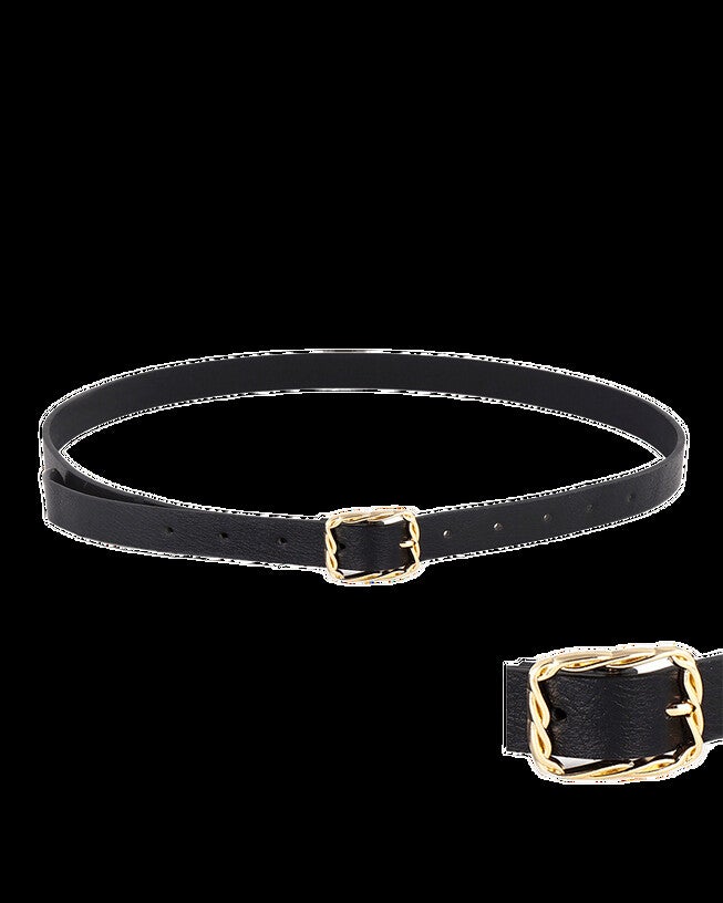 Twist Square Buckle Belt Black, BLACK / Black, hi-res image number null