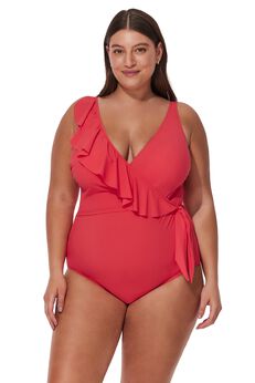 Tutti Frutti Plus Size Ruffle Surplice One Piece