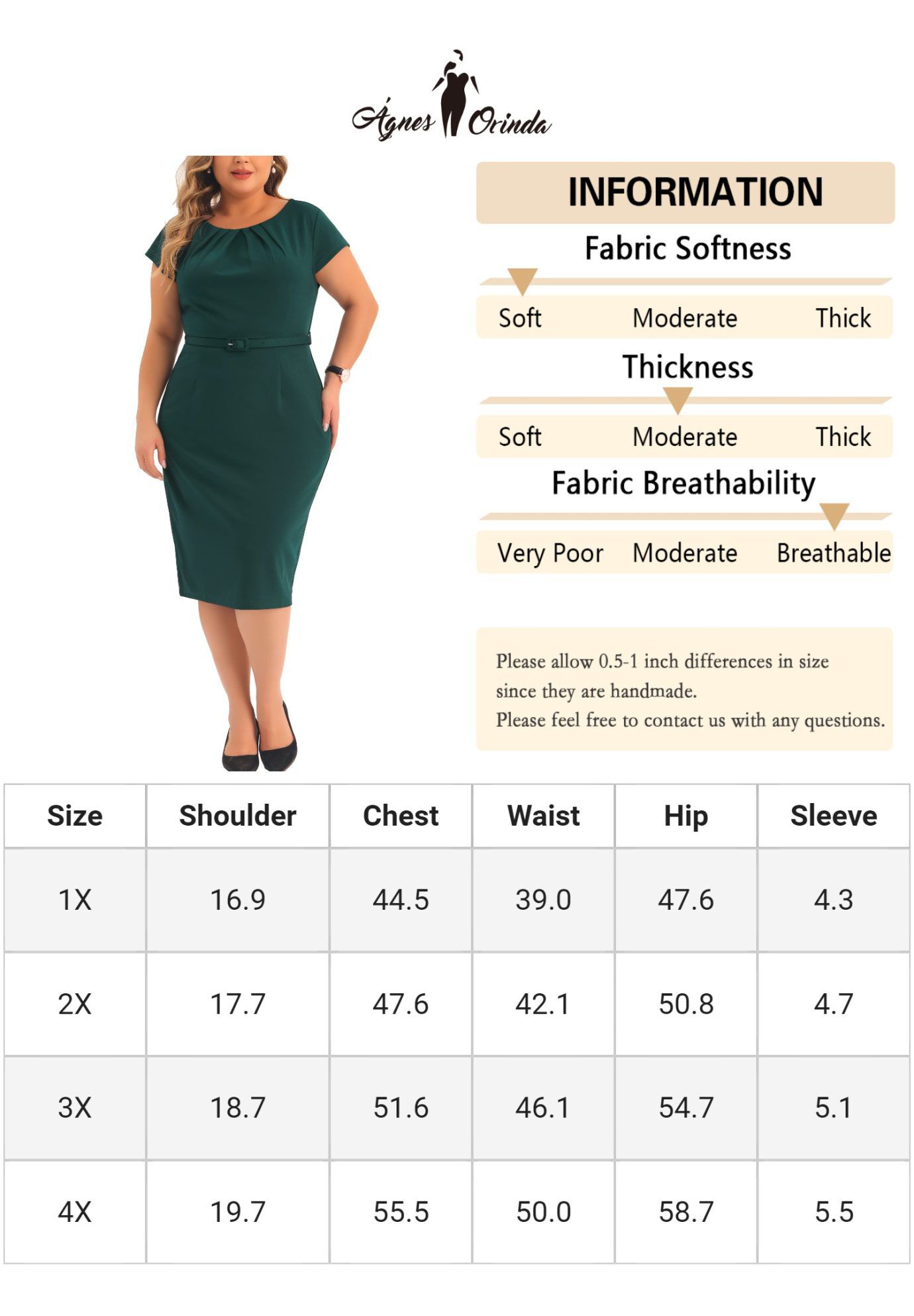 Bodycon Wear to Work Pencil Dress, Dark Green / Forest Green, alternate image number 4