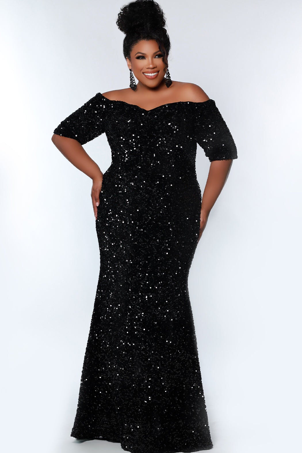 SPARK EVENING GOWN, Onyx / Black, hi-res image number 0